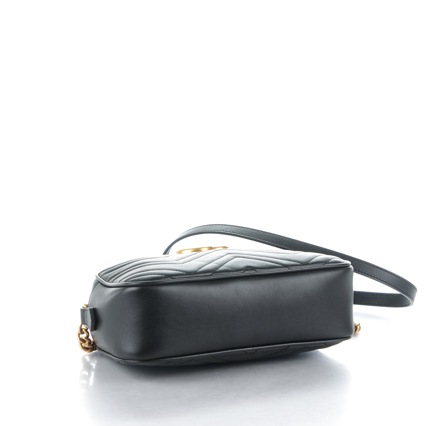 Calfskin Matelasse Small GG Marmont Chain Shoulder Bag Black