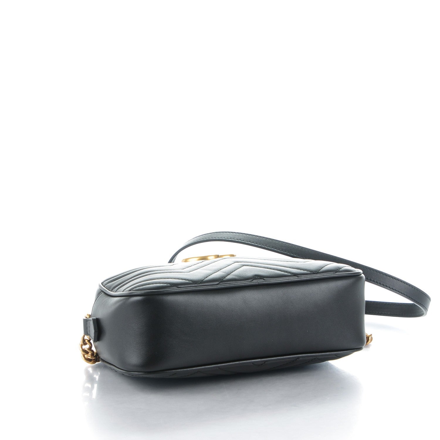Gucci Calfskin Matelasse Small GG Marmont Chain Shoulder Bag Black 4 of 7