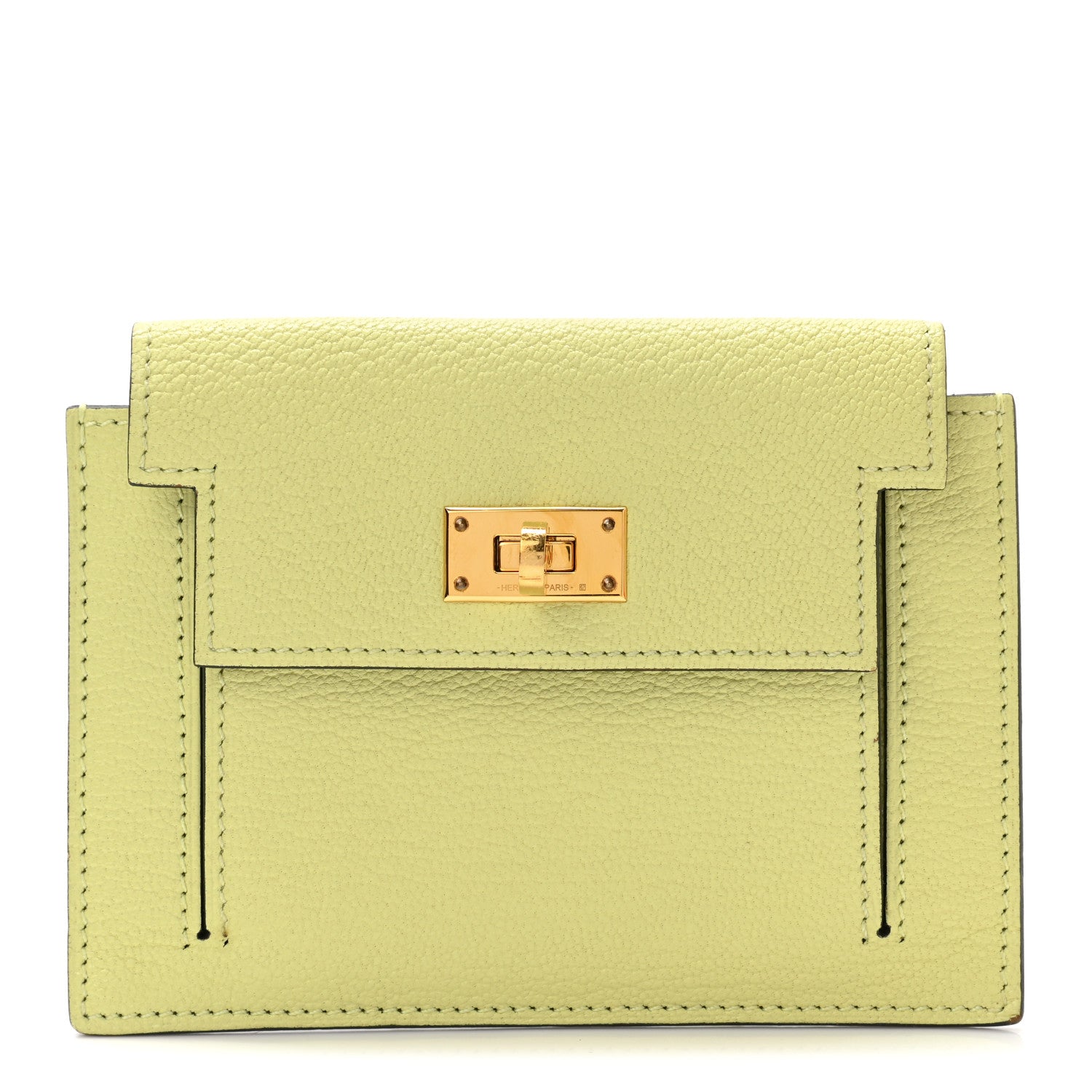 Hermes Chevre Mysore Kelly Pocket Compact Wallet Jaune Bourgeon 1 of 12