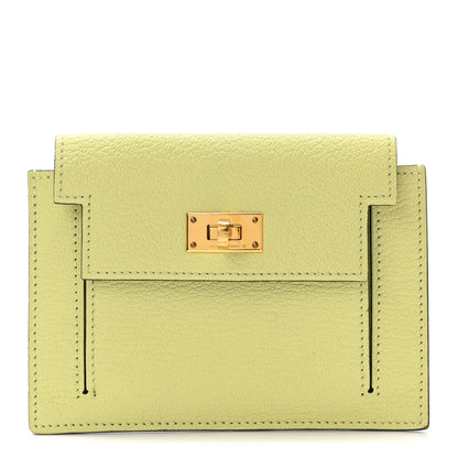 Hermes Chevre Mysore Kelly Pocket Compact Wallet Jaune Bourgeon 1 of 12