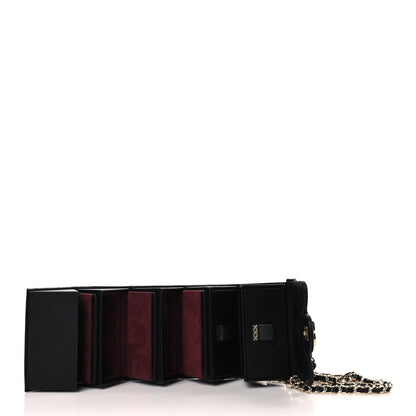 Chanel Lambskin Quilted Foldable Jewelry Box With Chain Black 6 of 11