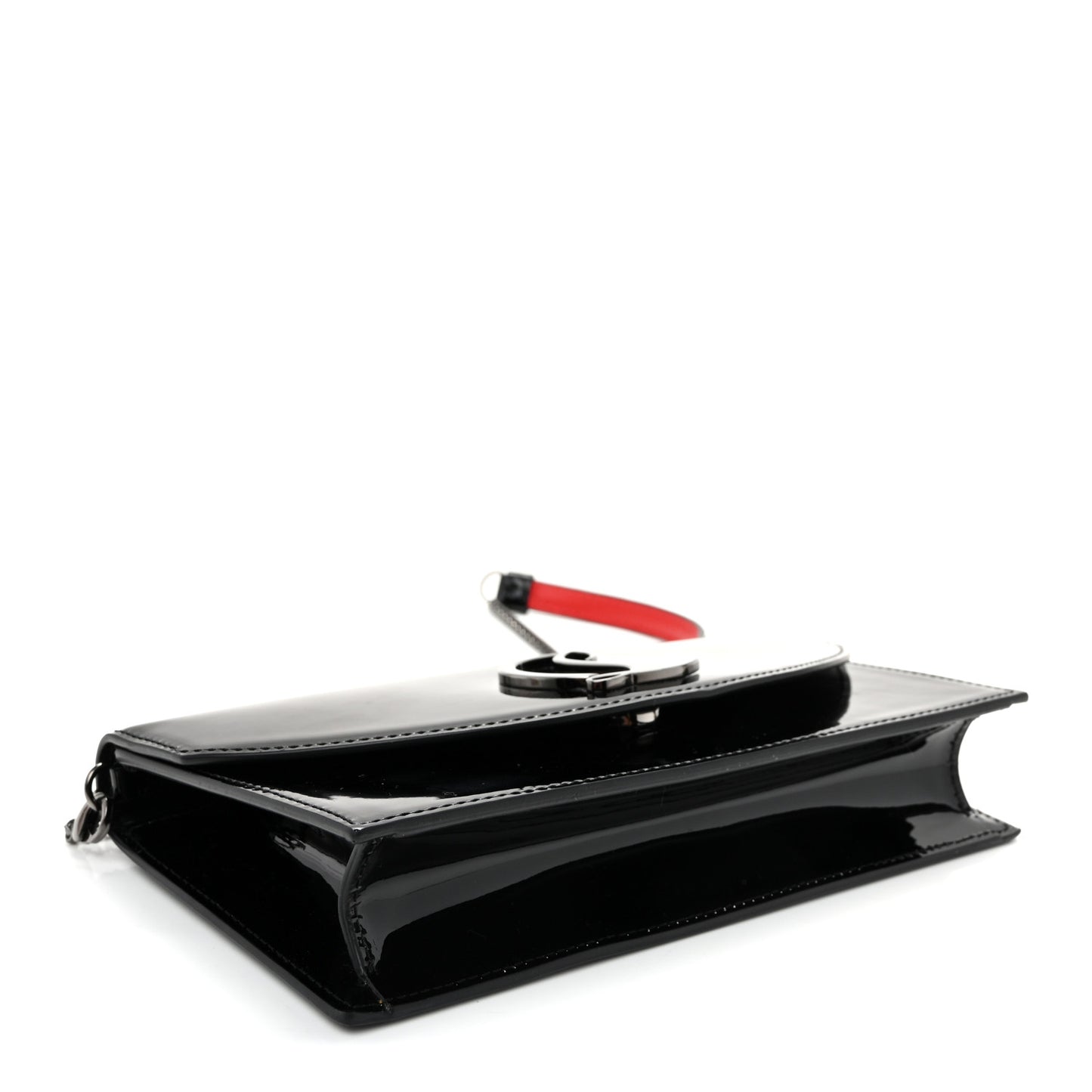 Patent Calfskin Loubi54 Crossbody Clutch Black