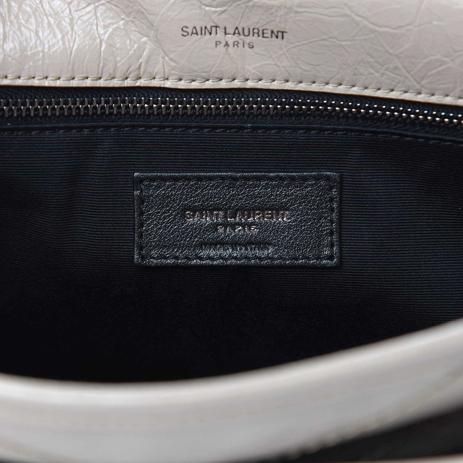 Saint Laurent Crinkled Calfskin Matelasse Monogram Medium Niki Chain Satchel Light Natural 7 of 9