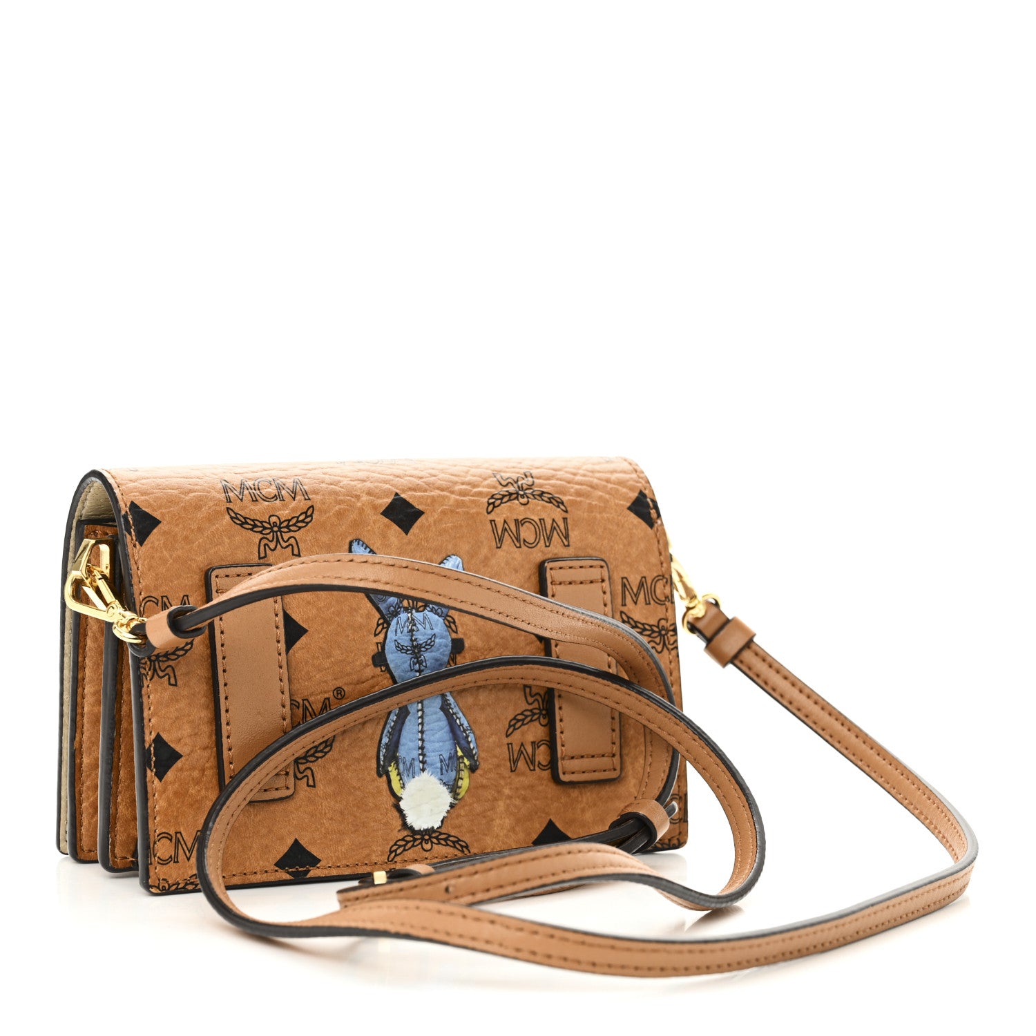 MCM Visetos Rabbit Crossbody Cognac 3 of 10