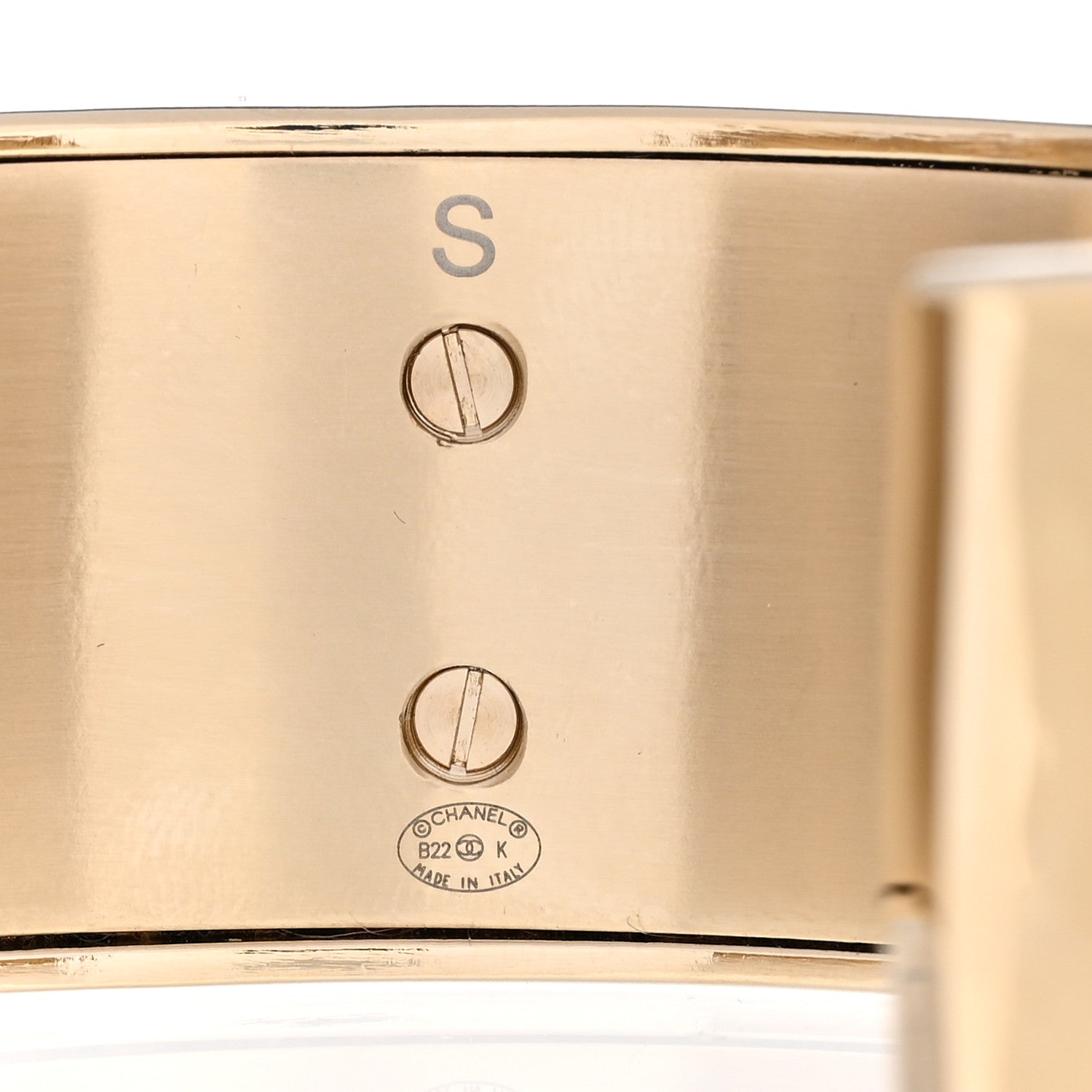 Chanel CC Tweed Cuff Bracelet S Gold Beige Black 4 of 5