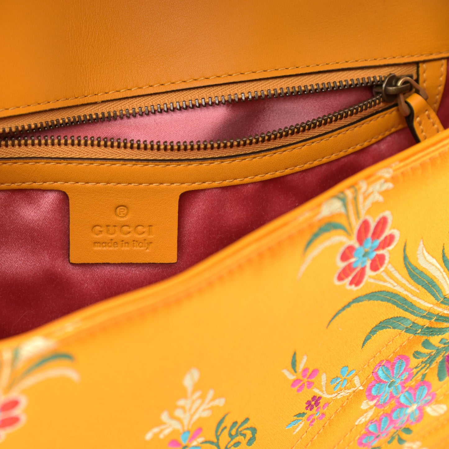Jacquard Matelasse Floral Medium GG Marmont Shoulder Bag Yellow