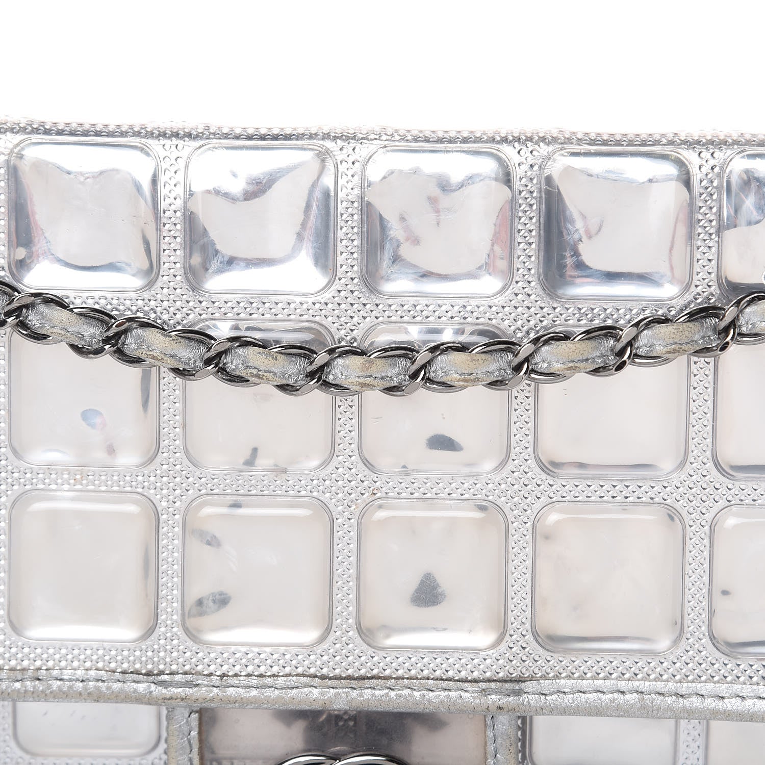 Chanel Vinyl Large Ice Cube Flap Silver 10 of 19