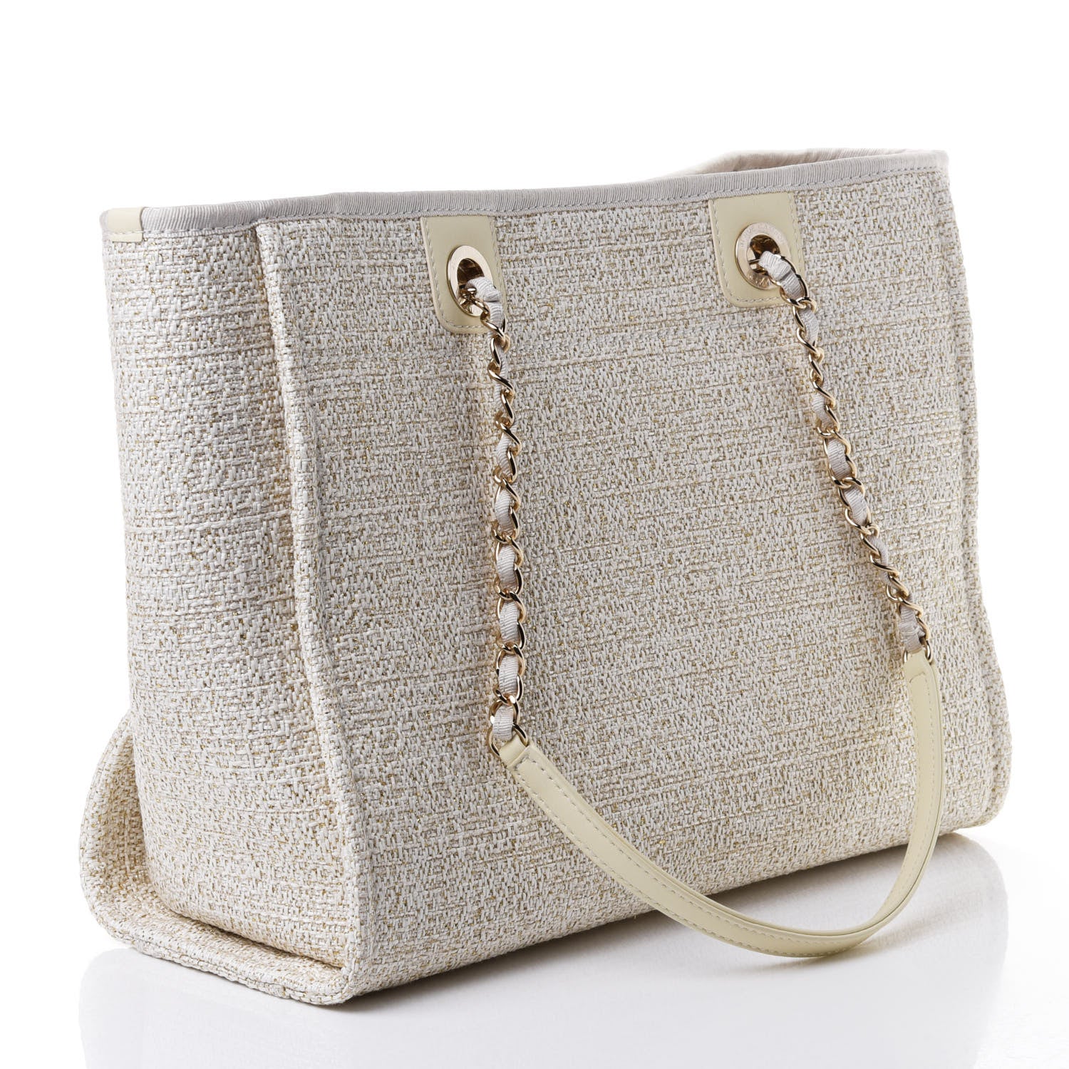 Chanel Lurex Boucle Small Deauville Tote Ivory 2 of 4