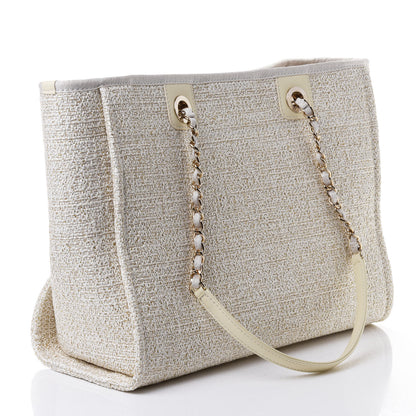 Chanel Lurex Boucle Small Deauville Tote Ivory 2 of 4