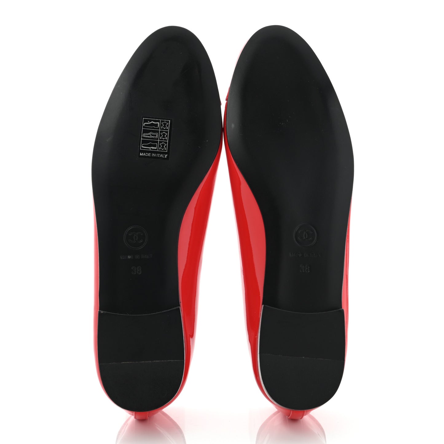 Patent CC Cap Toe Ballerina Flats 38 Red