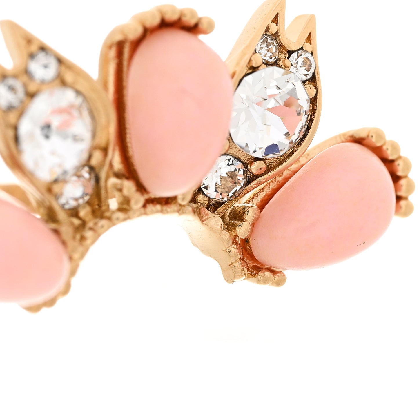 Metal Crystal Resin Flower Ring 53 6.25 Gold Pink