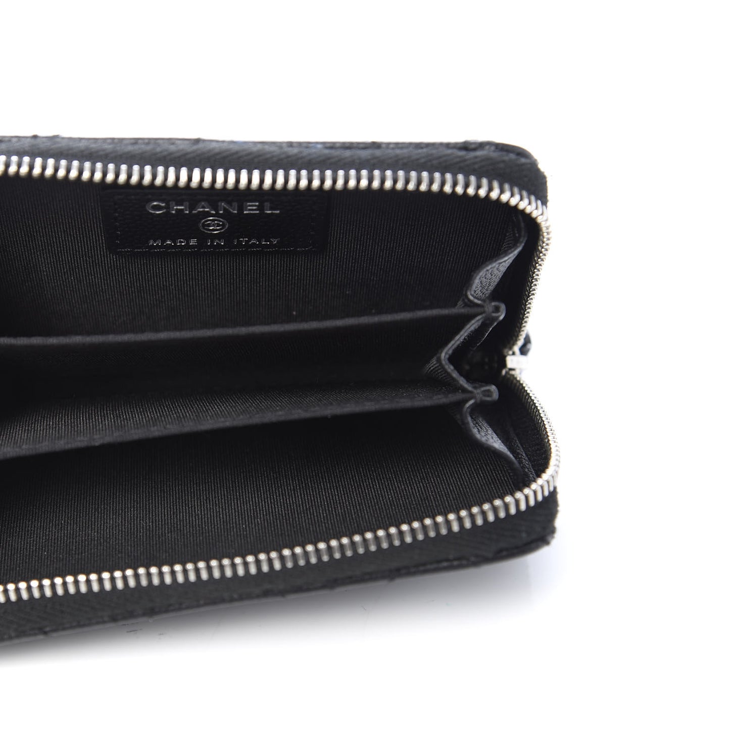 Caviar Camellia Embossed Zip Coin Purse Black
