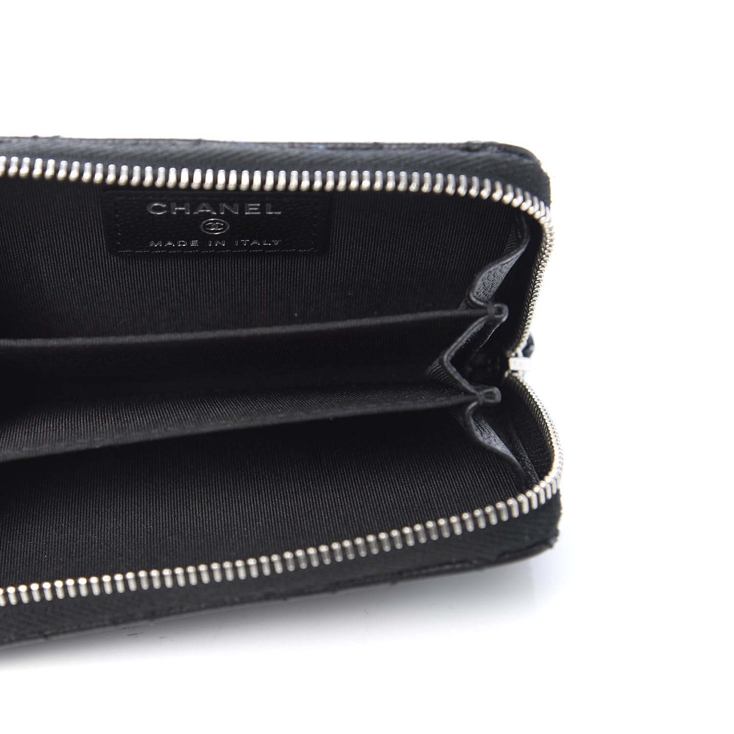 Chanel Caviar Camellia Embossed Zip Coin Purse Black 5 of 8