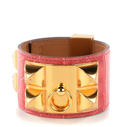 Hermes Shiny Alligator Collier De Chien CDC Bracelet S Bougainvillea 1 of 6