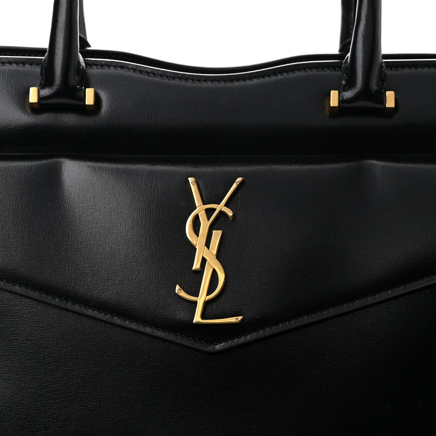 Shiny Calfskin Medium Uptown Tote Black