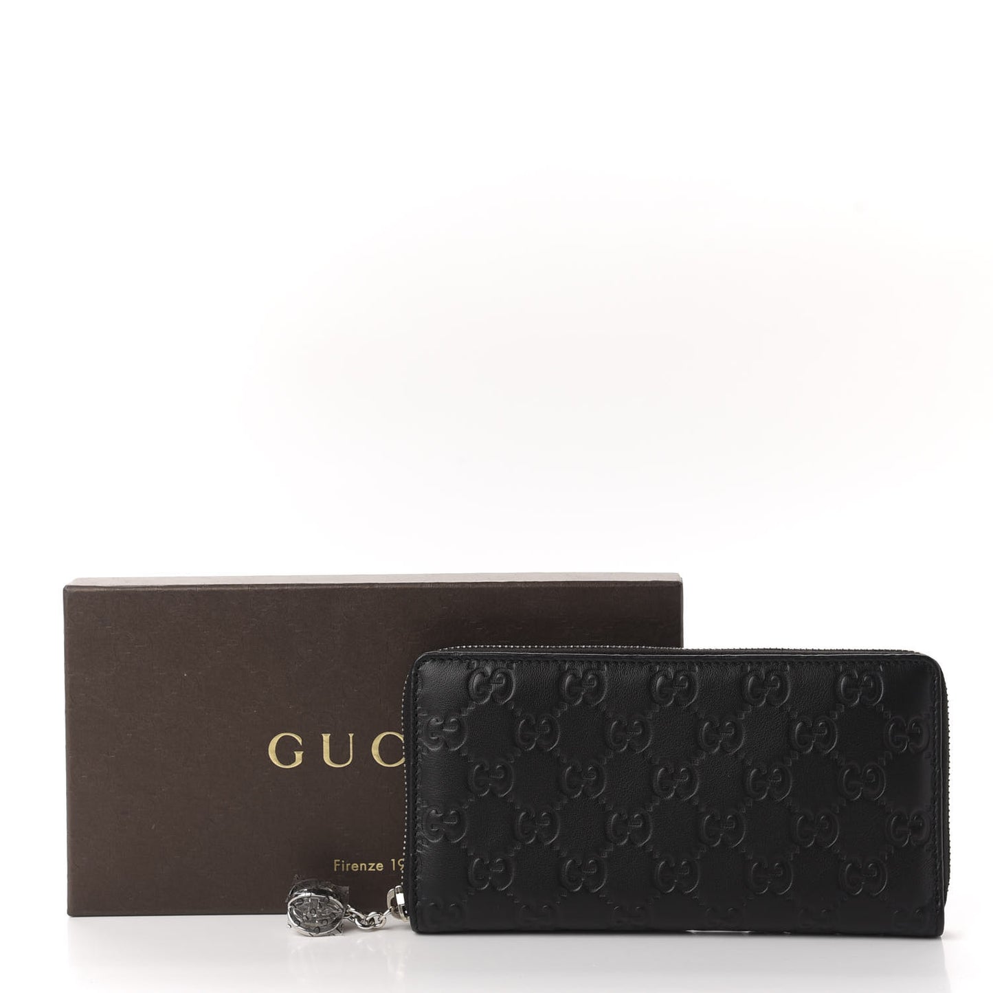 Guccissima Large Twins Zip Around Wallet Black