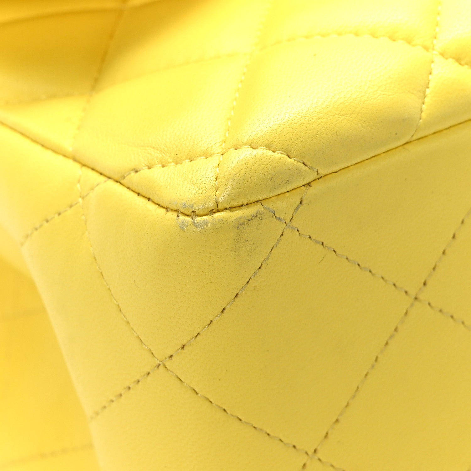 Chanel Lambskin Quilted Jumbo Double Flap Yellow 10 of 10