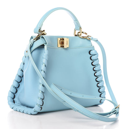 Fendi Nappa Lace Up Mini Peekaboo Iconic Satchel Turchese 4 of 10