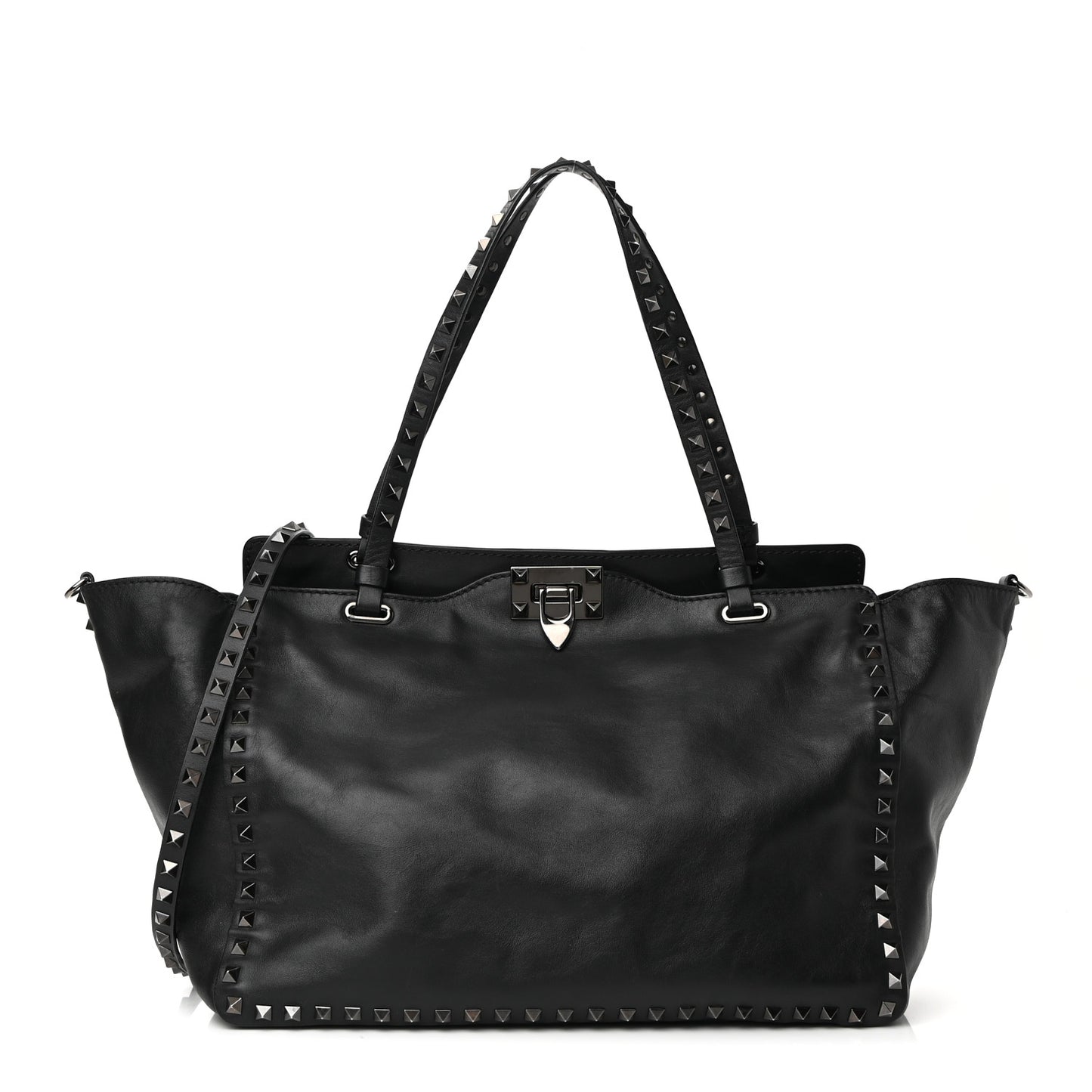 Vitello Medium Rockstud Tote Black