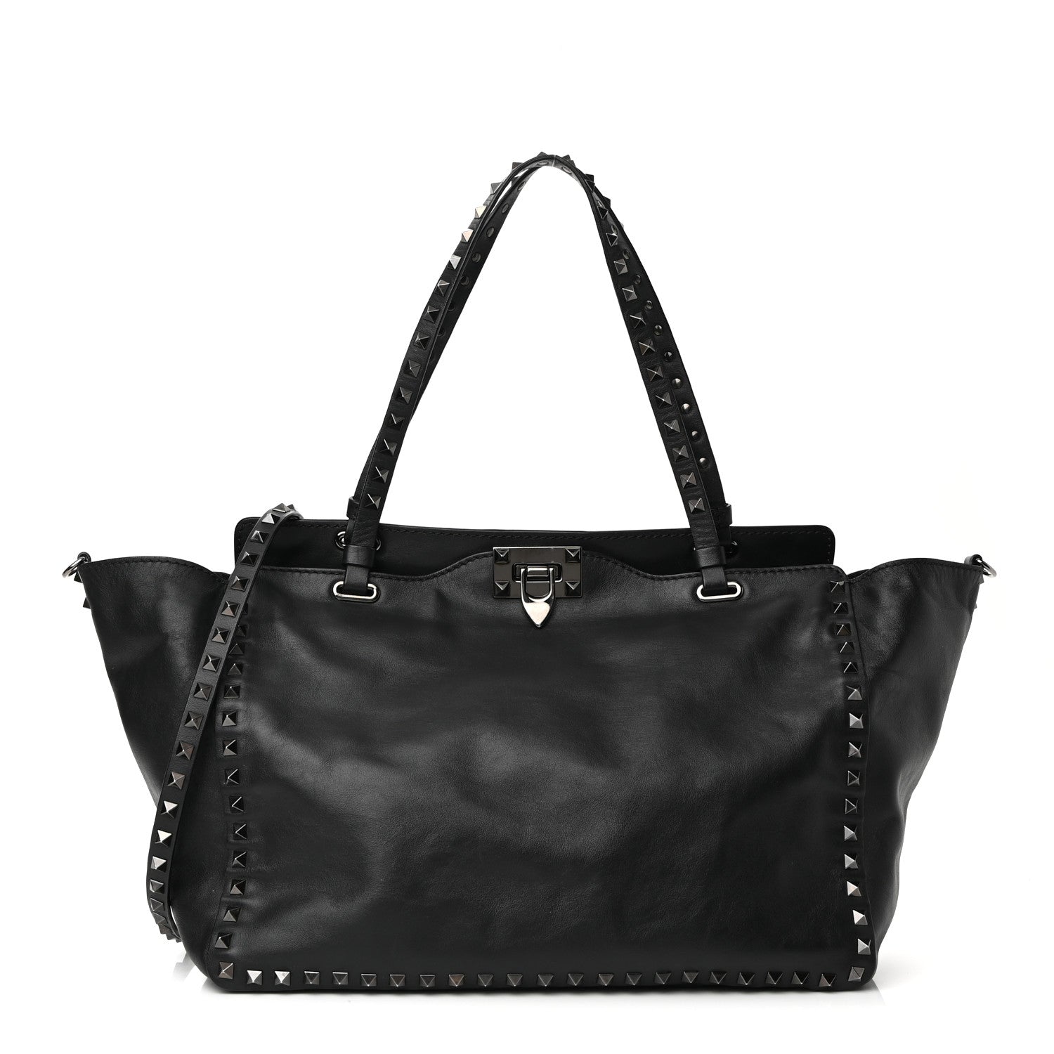 Valentino Garavani Vitello Medium Rockstud Tote Black 1 of 10