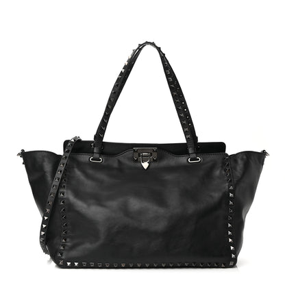 Valentino Garavani Vitello Medium Rockstud Tote Black 1 of 10
