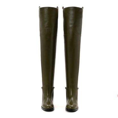 Gucci Marot Lux Slim Horsebit Over The Knee 38 Luscious Green 2 of 10
