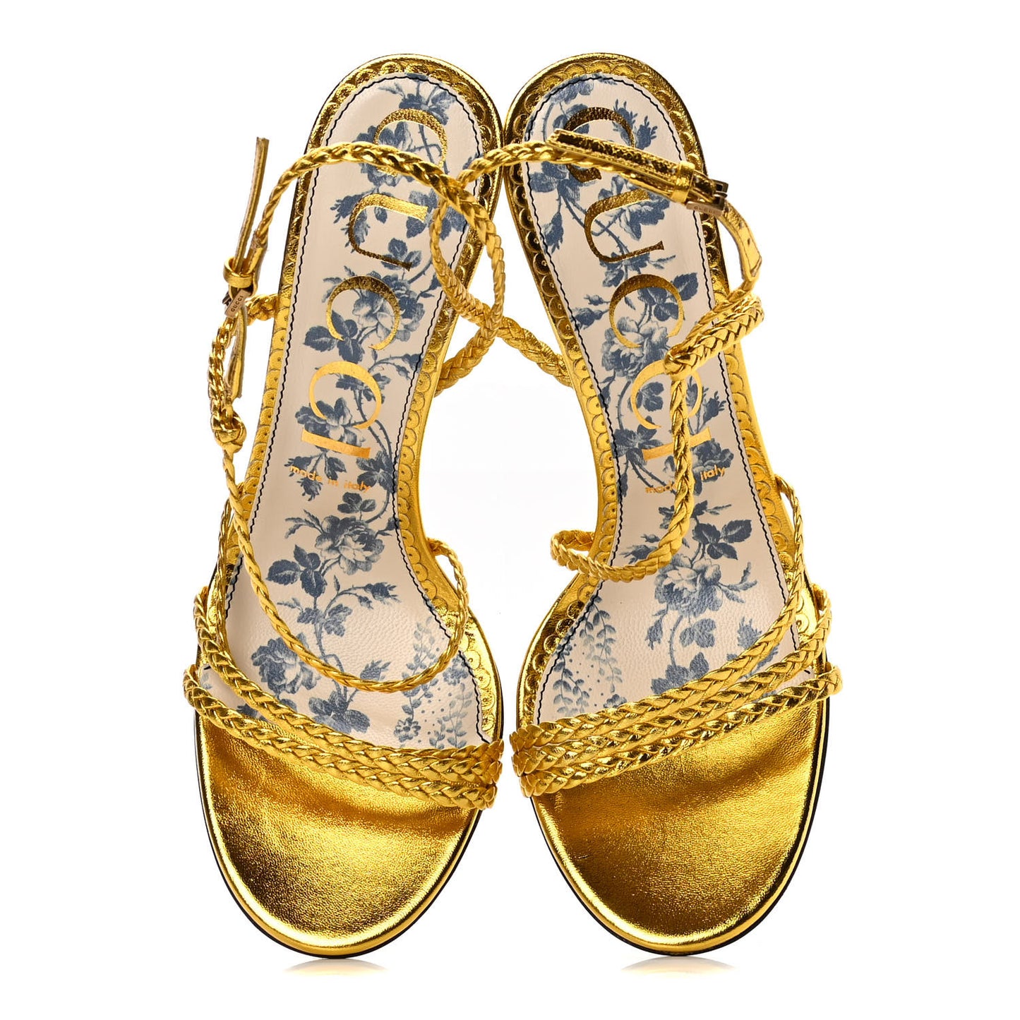 Metallic Nappa Braided Haines High Heel Sandals 39.5 Gold