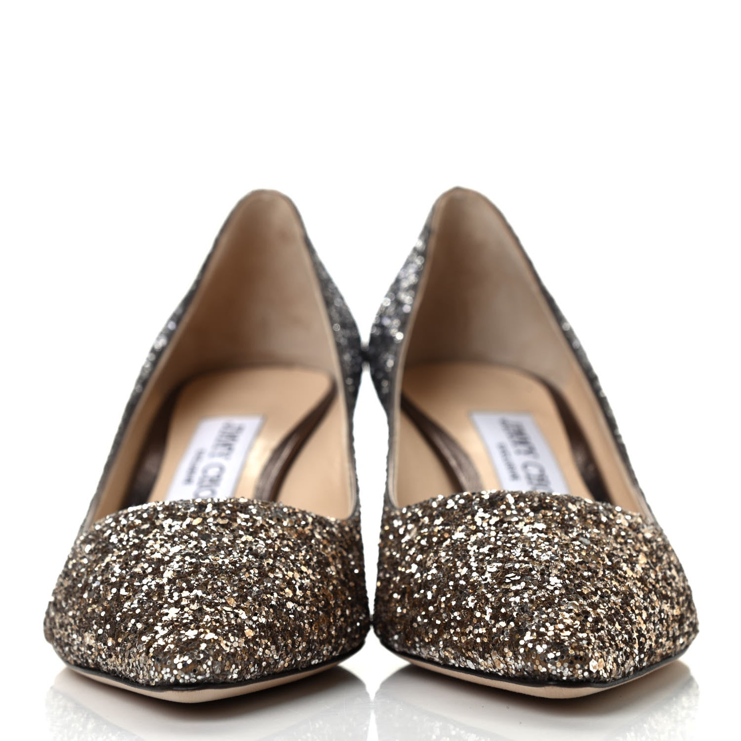 Jimmy Choo Glitter Degrade Pointy Toe Romy 60 Pumps 35.5 Antique Gold Anthracite 2 of 7
