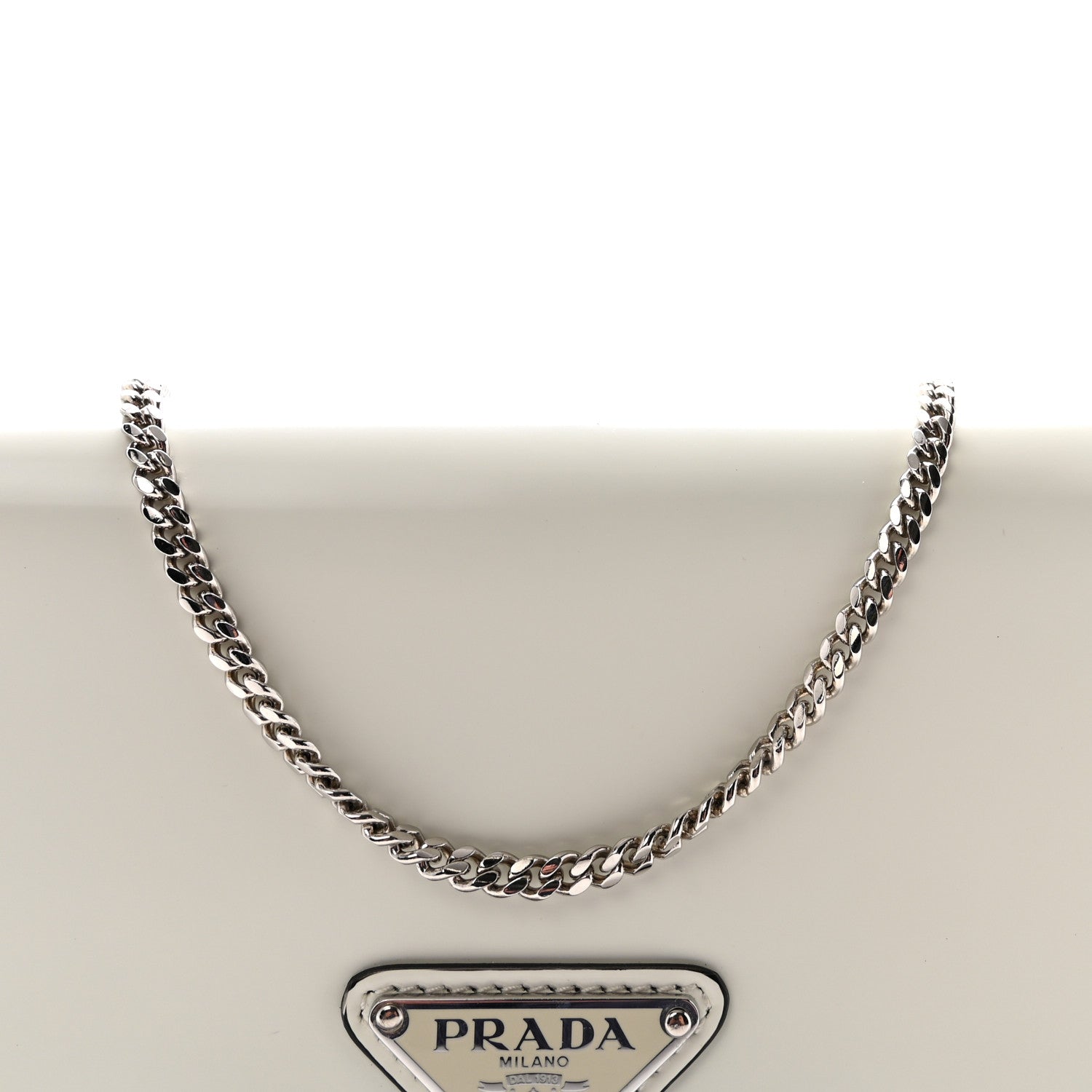 Prada Spazzolato Flap Slide Chain Shoulder Bag Argento White 7 of 9