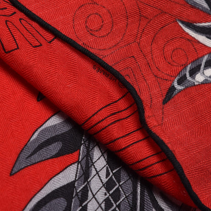 Hermes Cashmere Silk Dragon Triangle Shawl 4 of 4