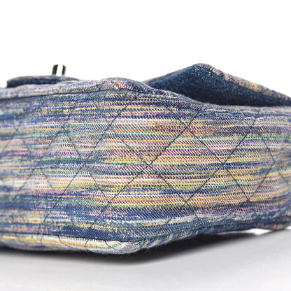 Chanel Striated Quilted Classics in Fabrics Mini Rectangular Flap Blue 9 of 10
