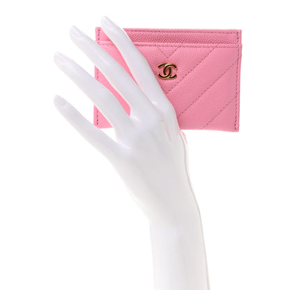 Chanel Shiny Caviar Chevron Quilted Card Holder Pink 2 of 9