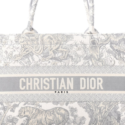 Christian Dior Canvas Embroidered Medium Dioriviera Toile De Jouy Book Tote Gray 8 of 12