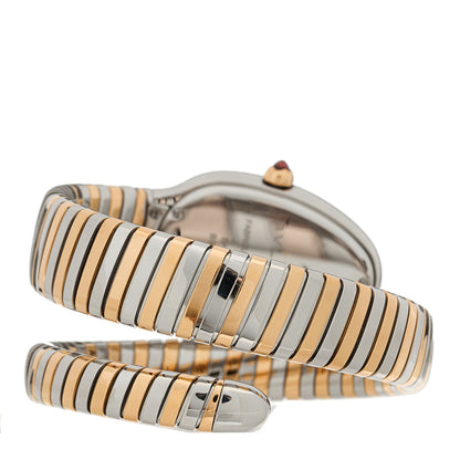 Bulgari Stainless Steel 18K Rose Gold Diamond Bezel 35mm Serpenti Tubogas Quartz Watch 2 of 4