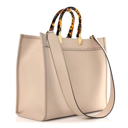 Fendi Vitello King Plexiglass Logo Embossed Medium Fendi Sunshine Shopper Tote Poudre 3 of 11