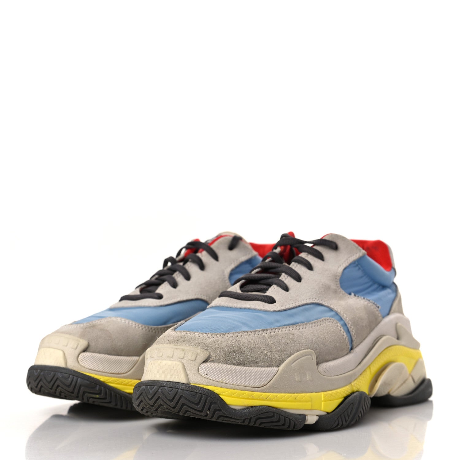 Balenciaga Nylon Suede Womens Triple S 2.0 Sneakers 41 Gris Bleu Rouge 3 of 8