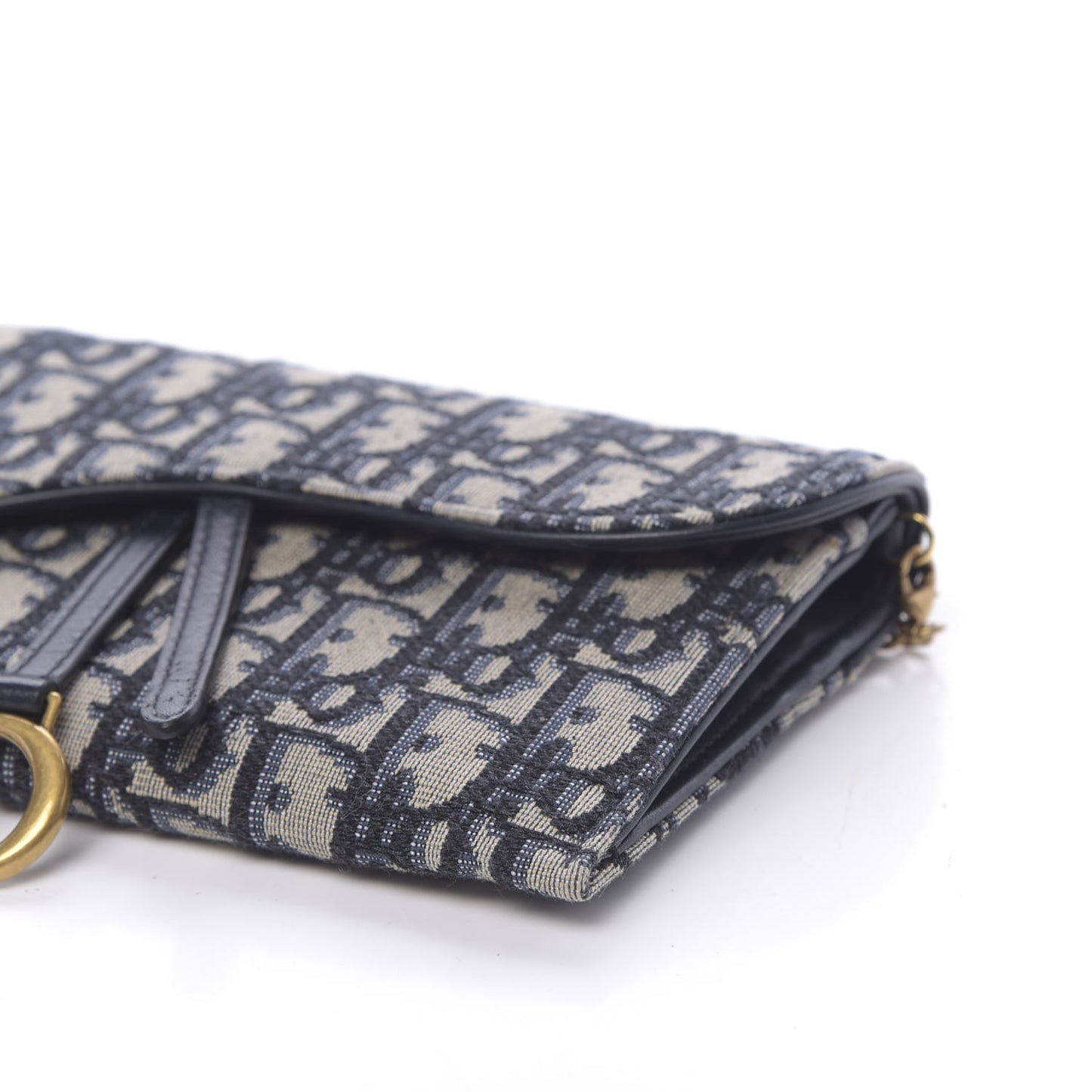 Oblique Saddle Chain Long Wallet Blue