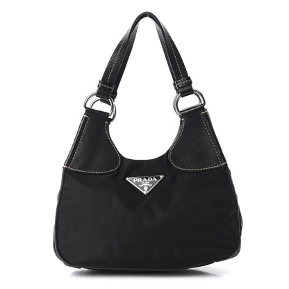 Prada Tessuto Light Nylon Vitello Daino Shoulder Bag Black 1 of 11