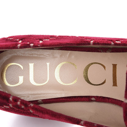 Gucci Velvet GG Monogram Sylvie Web Chain Mid Heel Loafers 36 Red Cipria 7 of 9