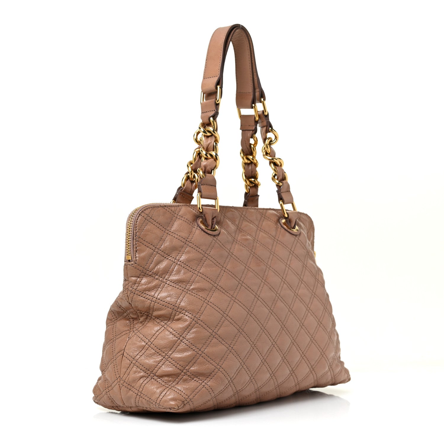 Marc Jacobs Calfskin Quilted Rio Satchel Tote Bag Brown 3 of 16