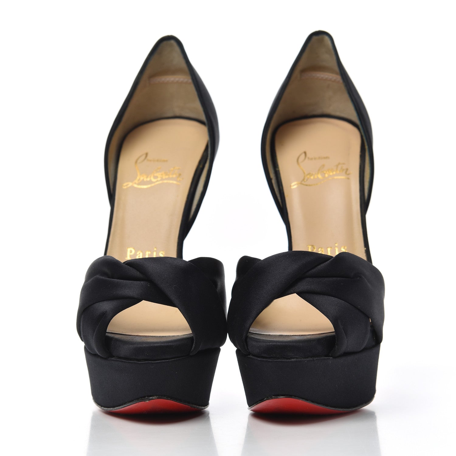 Christian Louboutin Satin Volpi Peep Toe 150 Platform Sandals 35 Black 2 of 15