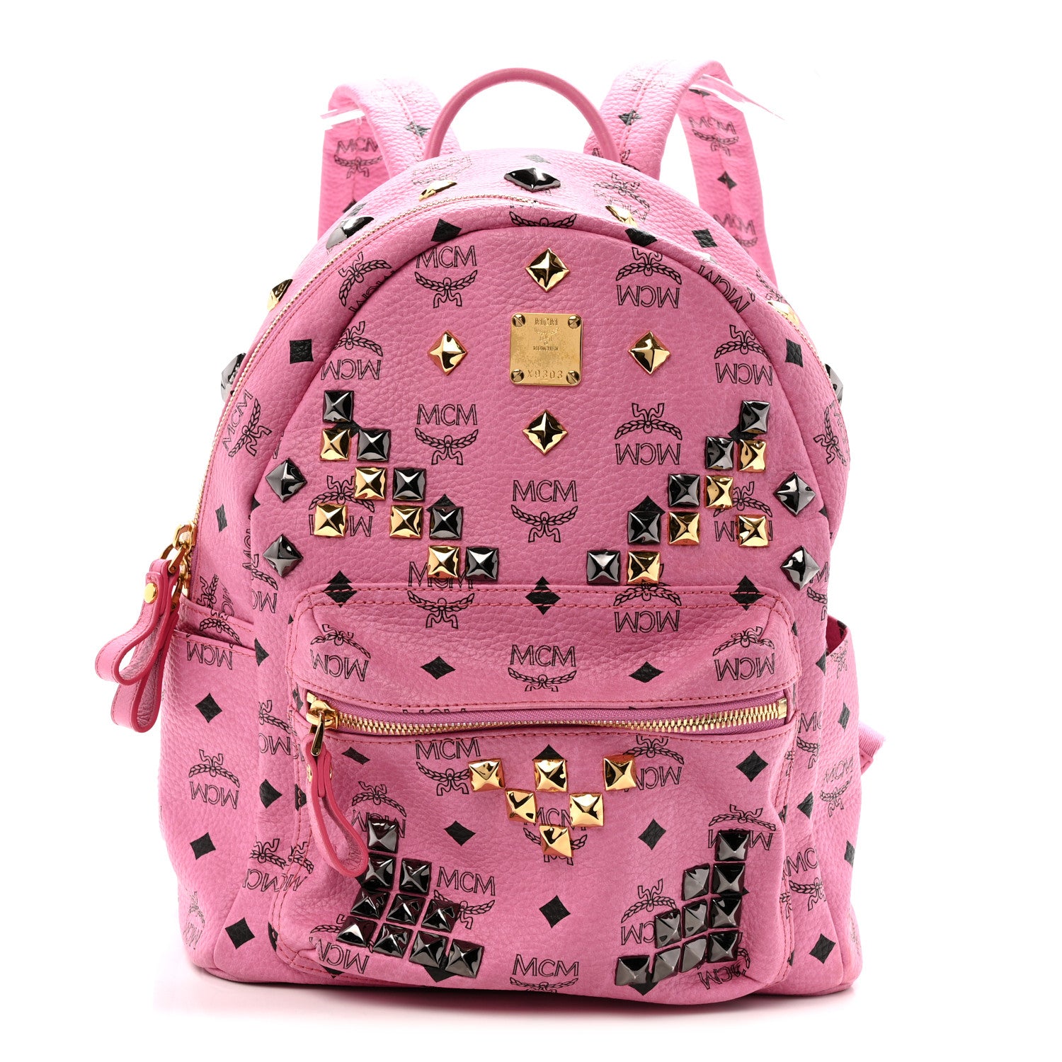 MCM Visetos Studded Small Stark M Backpack Pink 1 of 13