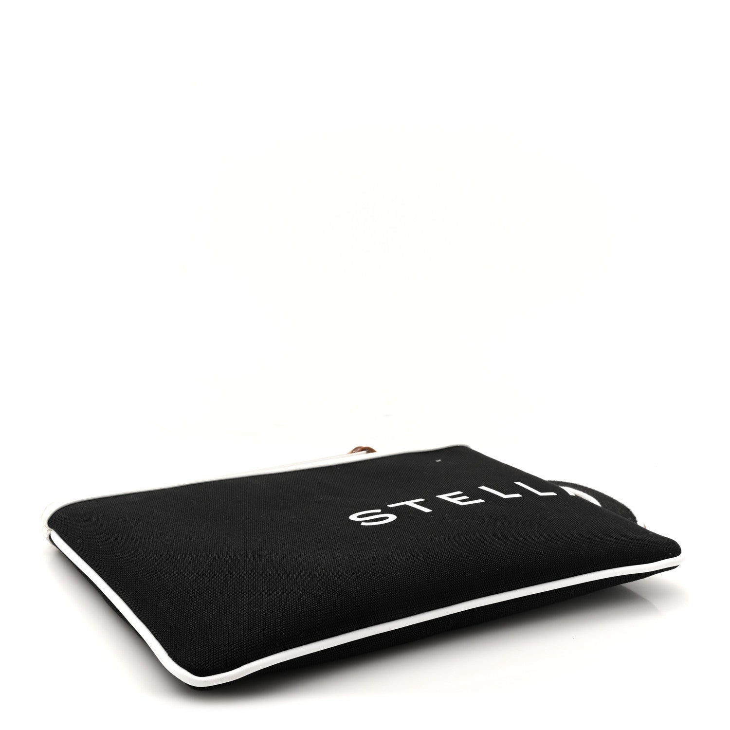 Stella McCartney Bananatex Fabric Logo Clutch Black White 4 of 7