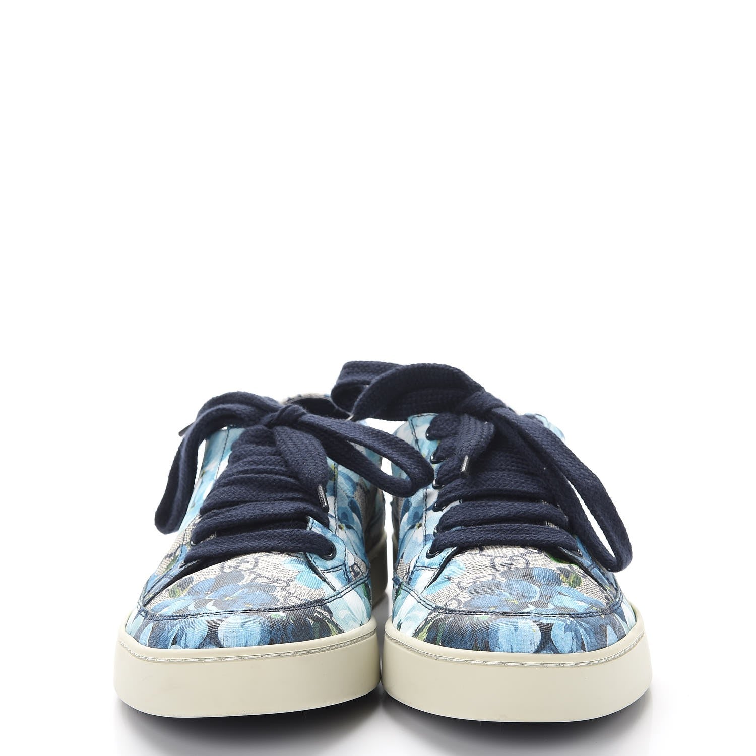 Gucci GG Supreme Monogram Blooms Mens Low Top Sneakers 7.5 Beige Blue 2 of 9