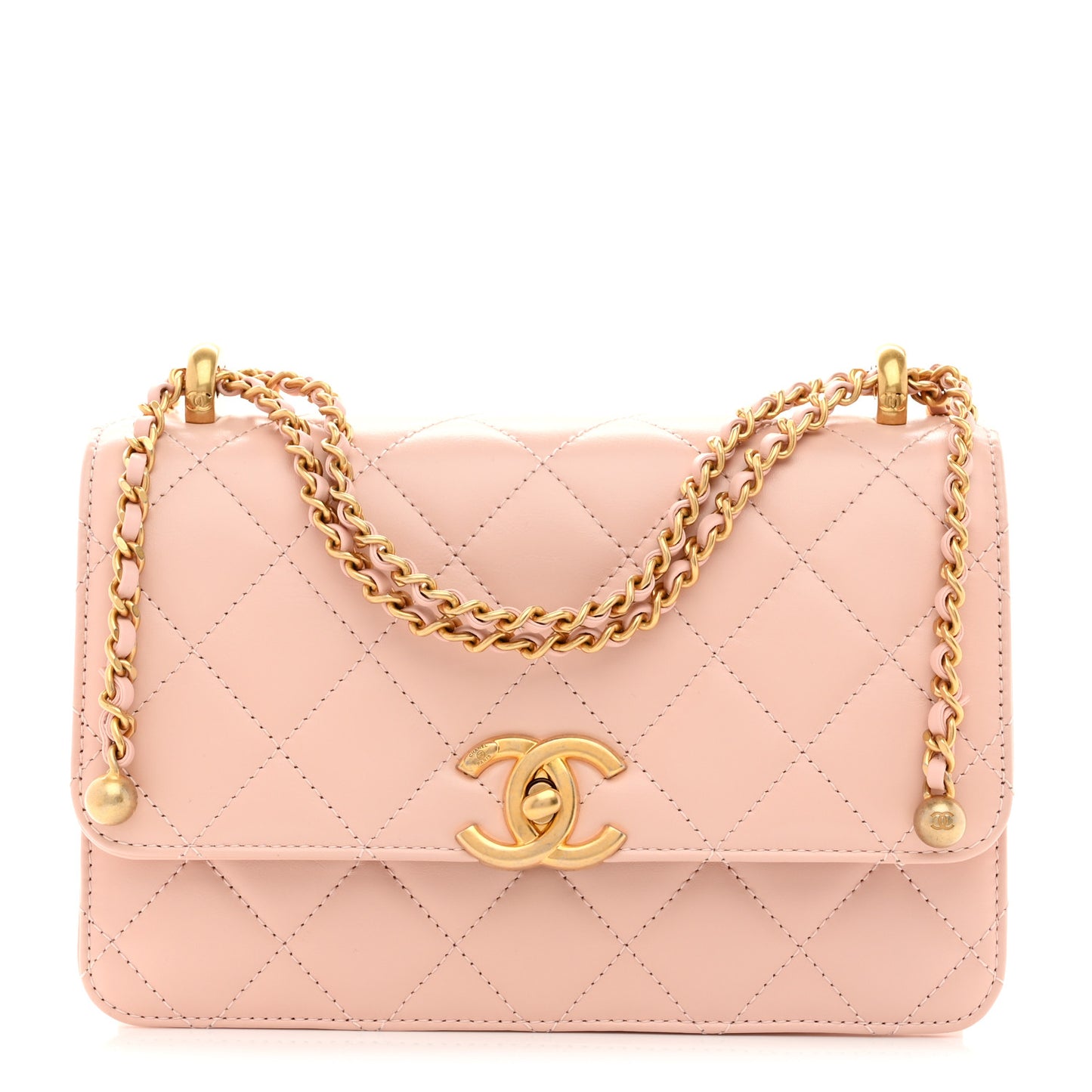 Calfskin Quilted Perfect Fit Flap Light Pink