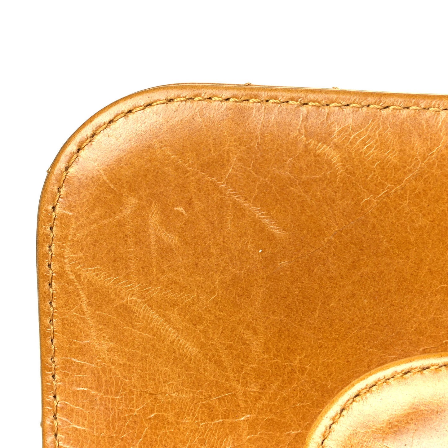 Glazed Calfskin Quilted Medium Perfect Edge Flap Yellow