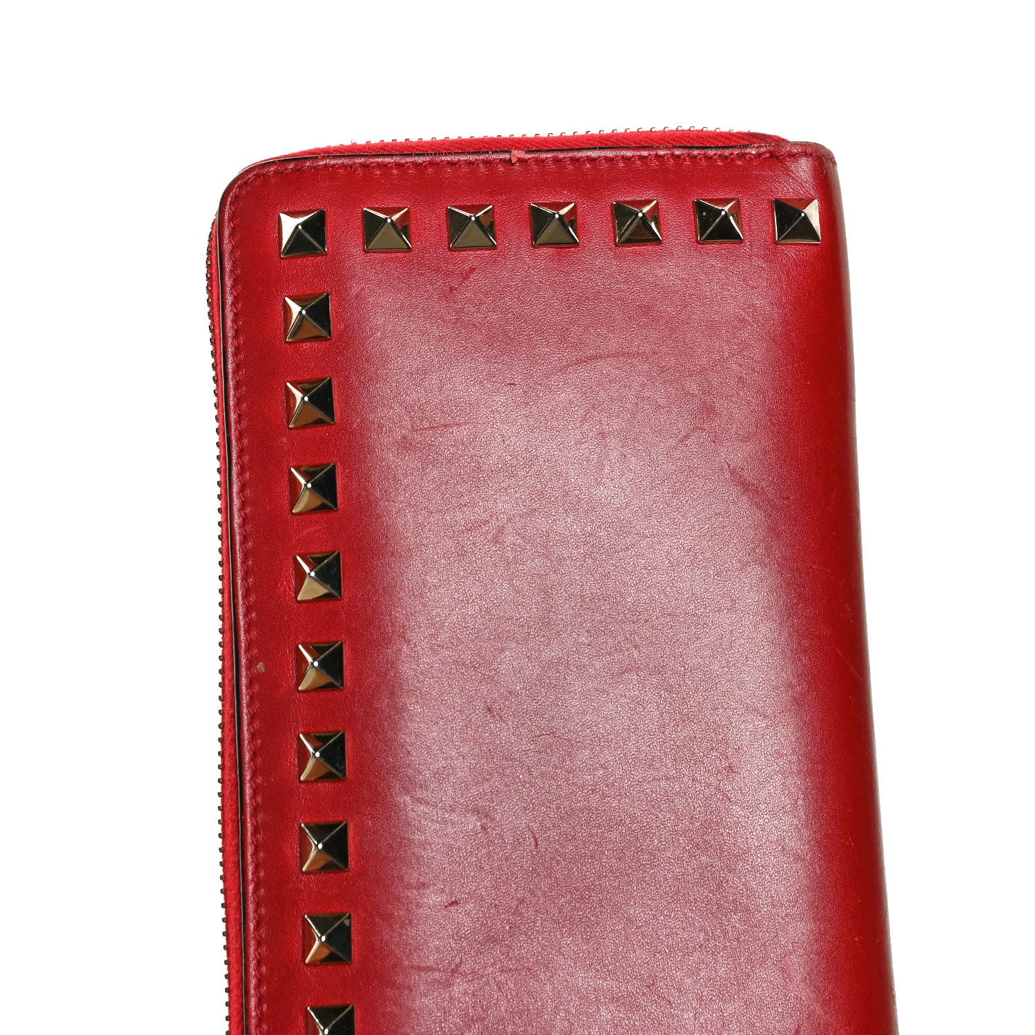 Valentino Garavani Calfskin Rockstud Zip Around Wallet Rosso Valentino 10 of 13