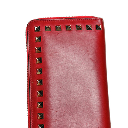 Valentino Garavani Calfskin Rockstud Zip Around Wallet Rosso Valentino 10 of 13