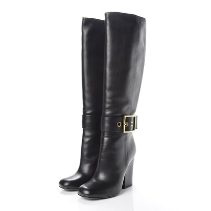 Gucci Calfskin Knee High Buckle Boots 38.5 Black 3 of 11