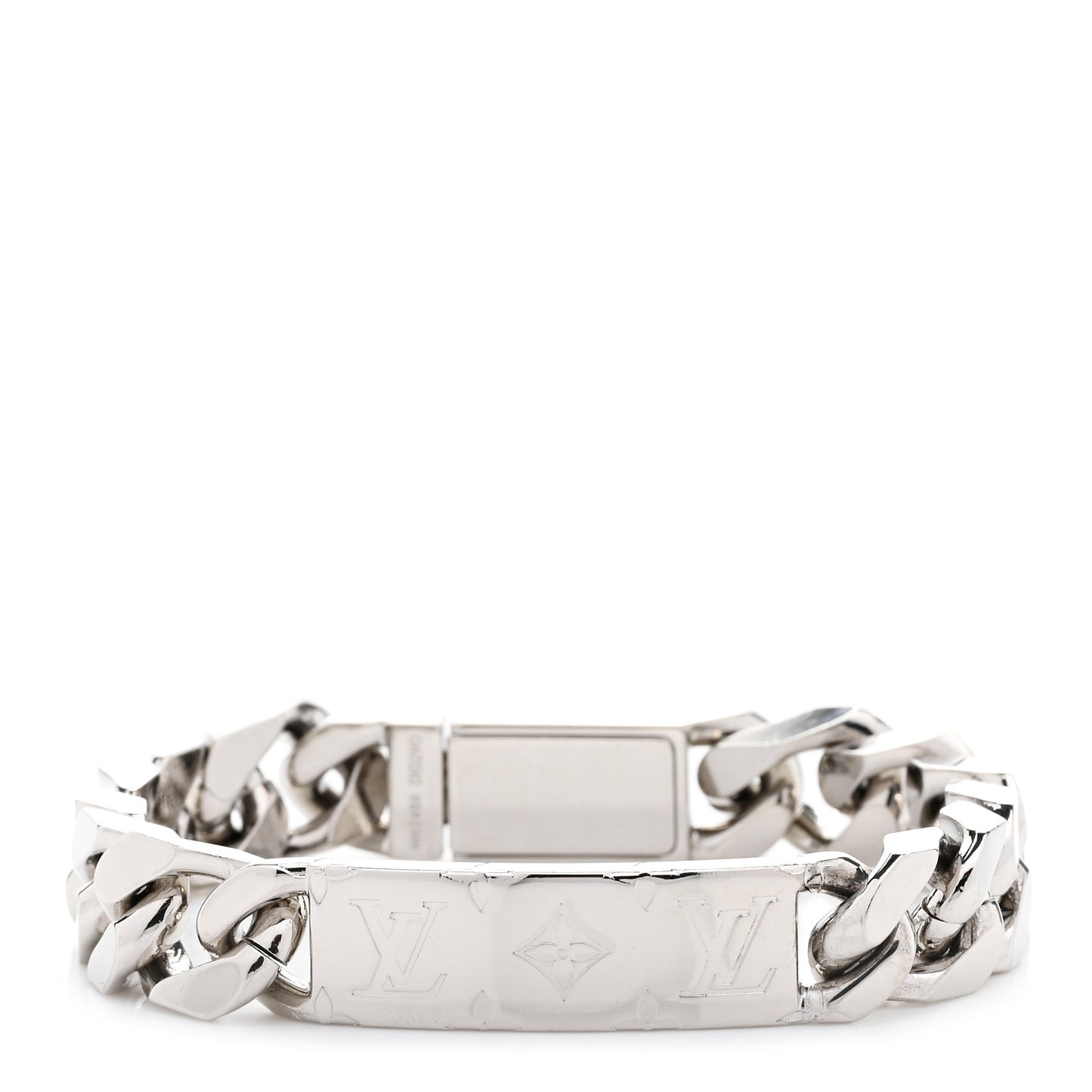 Zamac Palladium Monogram Chain Bracelet Silver